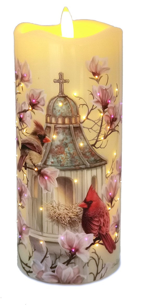 Candle-Fiber Optic LED-Cardinal Chapel (7") (