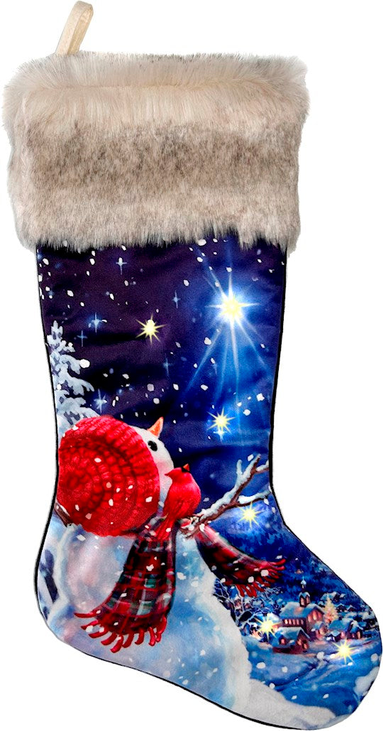 Stocking-Snowman LED w/Timer & Faux Fur Trim (23") (