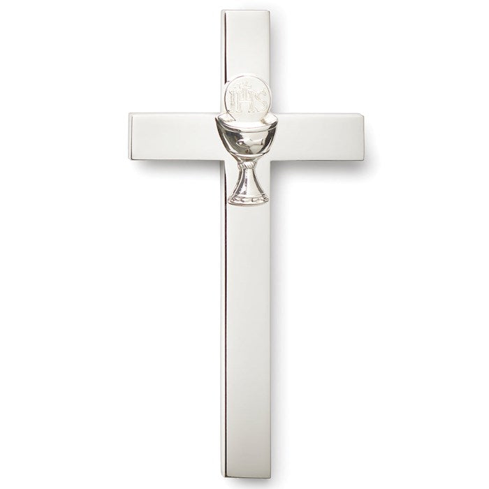 Wall Cross-Communion w/Chalice-Silver (4.75"H) (