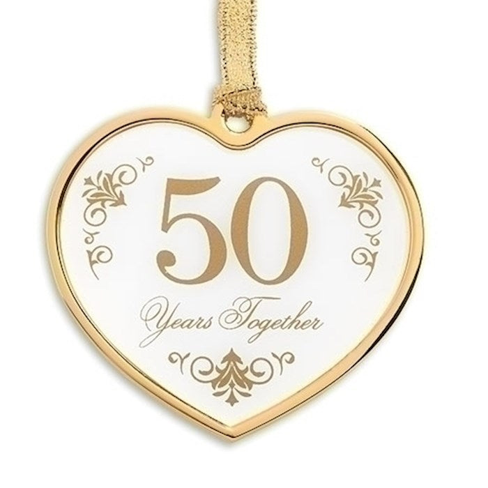 Ornament-50th Anniversary In Gift Box-Gold Accents (2.5"H) (