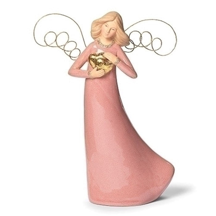 Figurine-Angel Holding Hearts (7.75"H) (