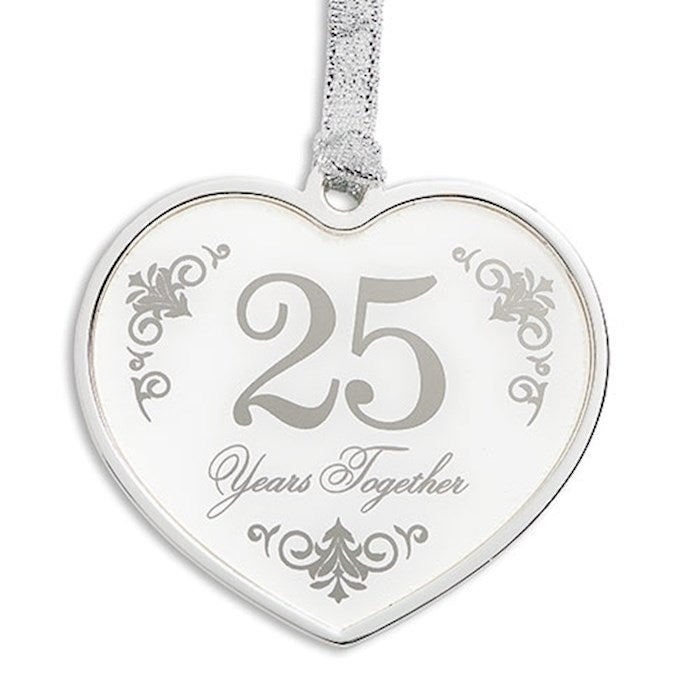 Ornament-25th Anniversary In Gift Box w/Silver Accents (2.5"H) (
