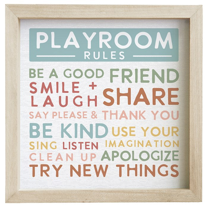 Rustic Frame-Playroom Rules (10" x 10")