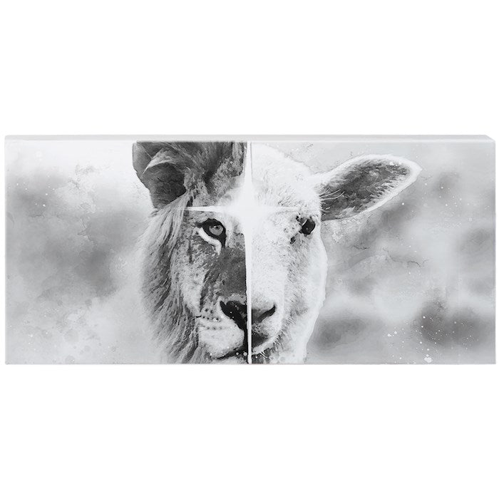 Inspire Board-Black And White Lion And Lamb (12" x 5.5")