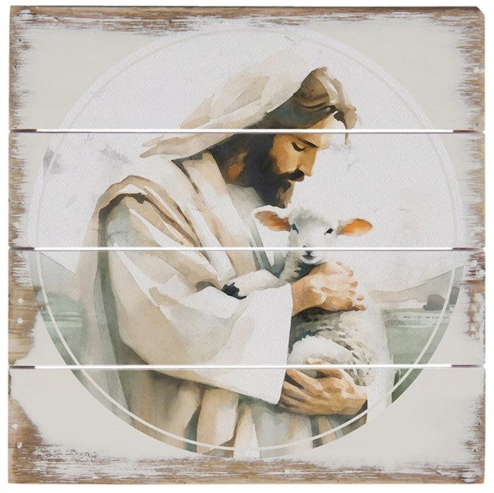 Pallet Art-Jesus Lamb Art (6" x 6")