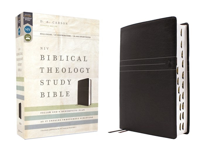 NIV Biblical Theology Study Bible (Trace the Themes of Scripture) (Comfort Print)-Black Leathersoft Indexed