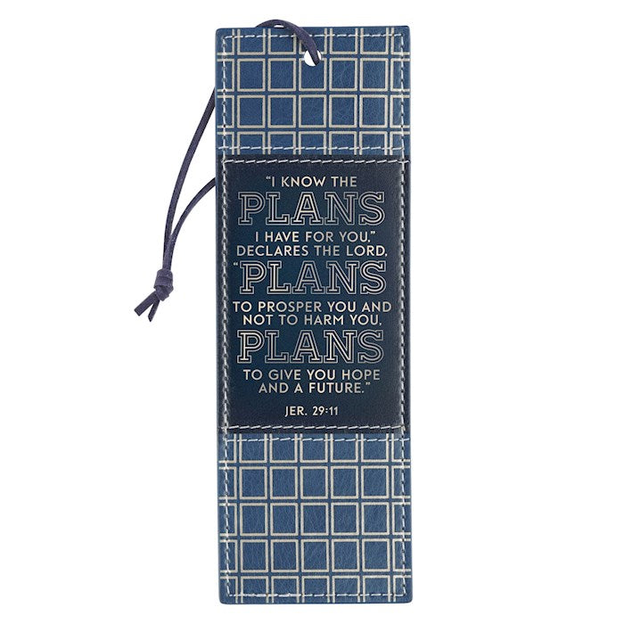 Bookmark-Grad Plans Jer. 29:11-Faux Leather-Blue