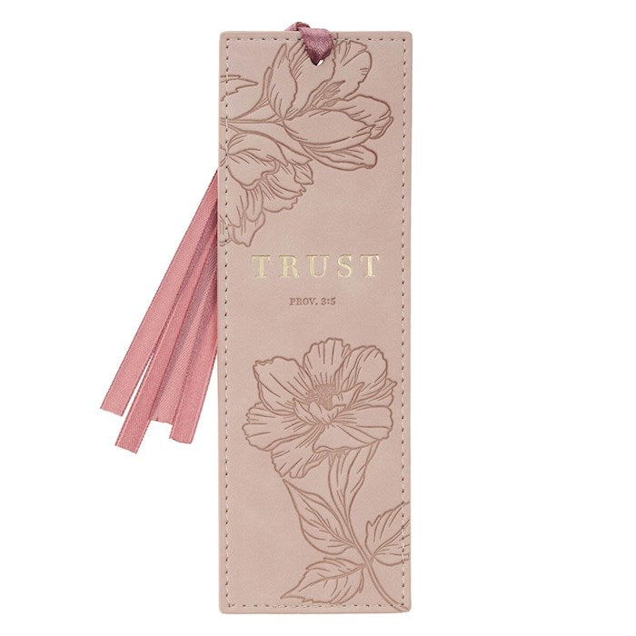 Bookmark-Trust Prov. 3:5-Faux Leather-Pink
