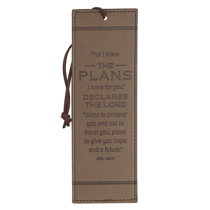 Bookmark-I Know The Plans Jer. 29:11-Faux Leather-Beige