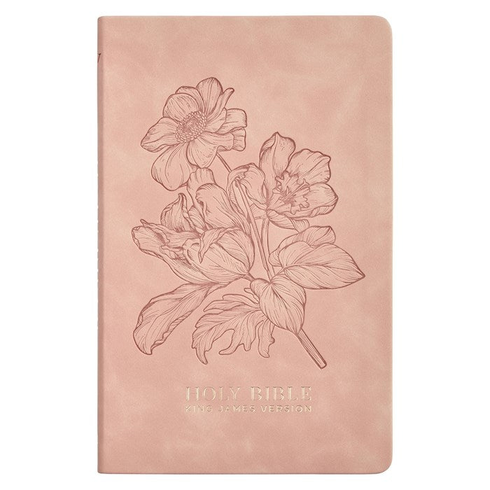 KJV Gift Edition Bible-Dusty Pink Floral Faux Leather