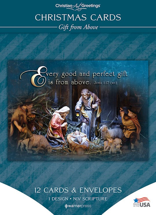 Boxed Card-Christmas: Gift From Above Solid Pack (James 1:17 NIV) (Box Of 12)