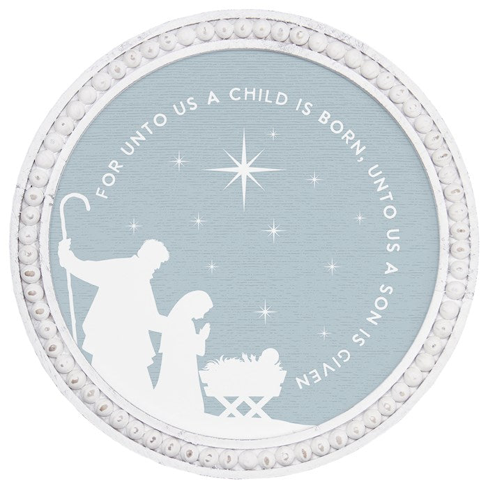 Beaded Art Round-Unto Us Child (14" x 14")