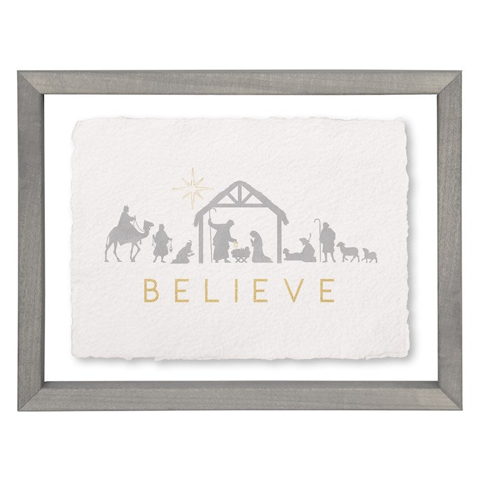 Floating Art Rectangle-Believe Nativity (11" x 14")