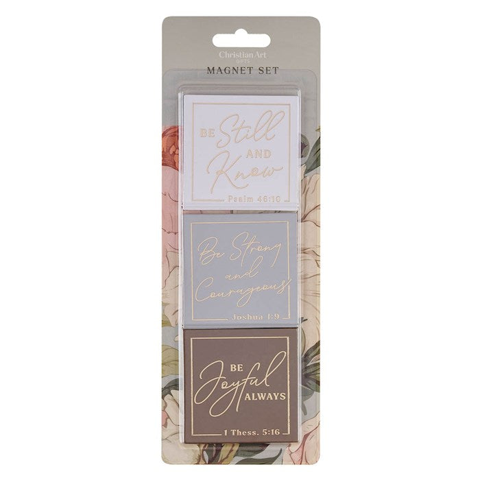 Magnet Set-Be Still/Be Strong/Be Joyful-Delicate Dahlia (3 Pieces)