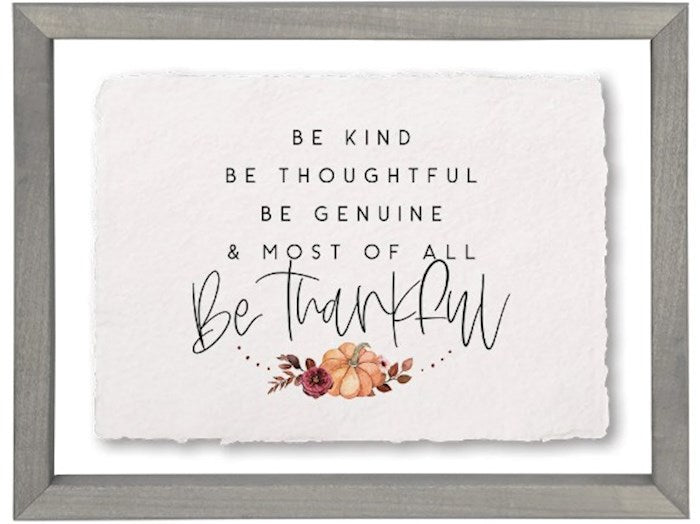 Floating Art Rectangle-Kind Thoughtful Thankful (14" x 11")