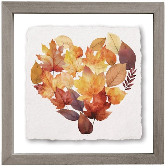 Floating Art Square-Leaf Heart Collage (10" x 10")