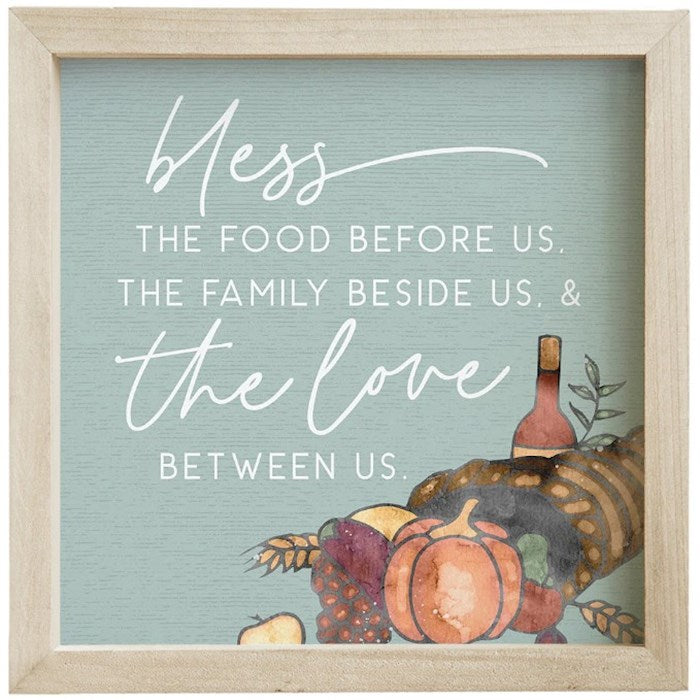 Rustic Frame-Bless The Food/Cornucopia (10" x 10")