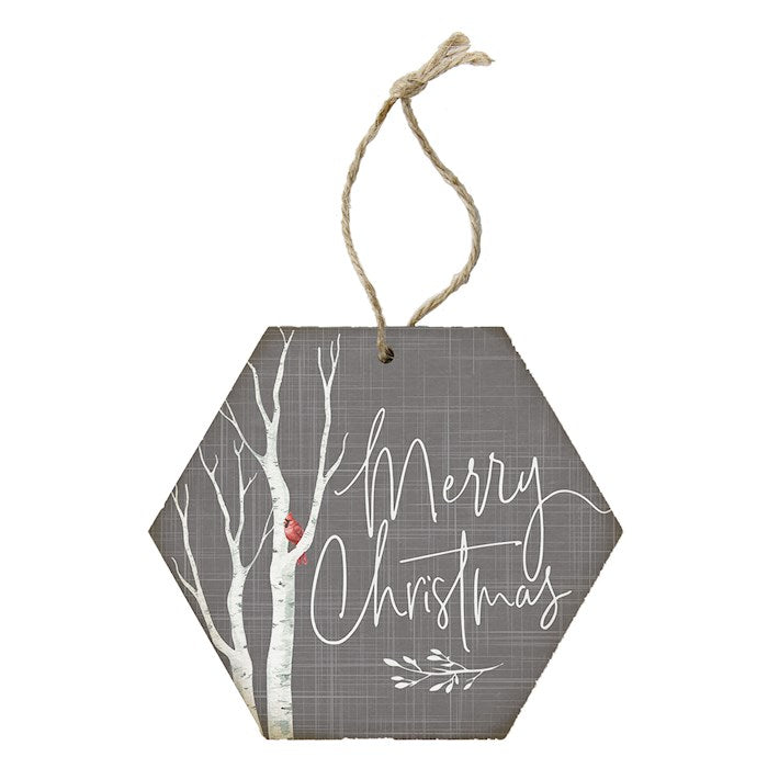 Ornament-Honeycomb-Merry Christmas Cardinal (4.5" x 6.875")