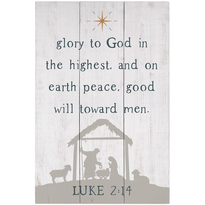 Rustic Pallet-Luke 2:14 Nativity (10.75" x 16")