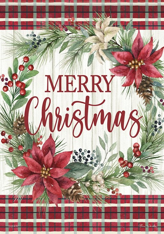 Flag-Garden-Durasoft-Poinsettia Wreath (12.5" x 18")