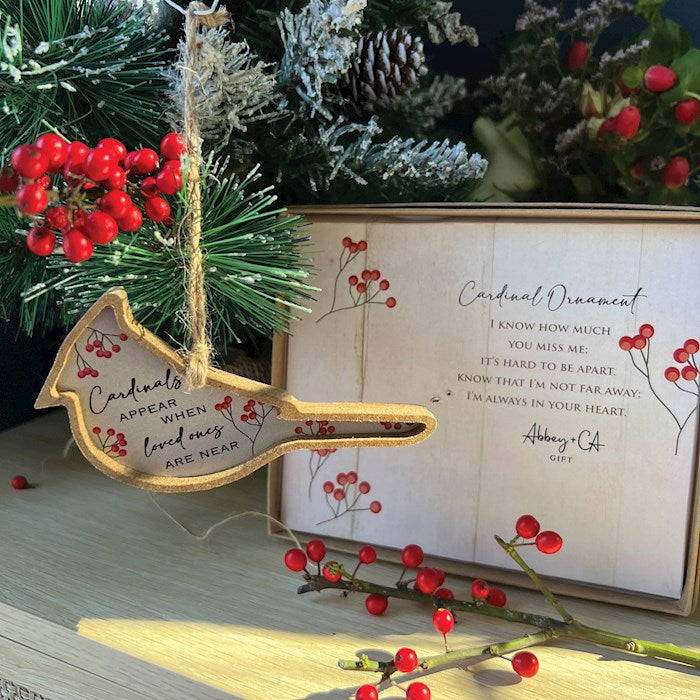Ornament-Cardinal-Wooden (2.5"H x 4.5"W x.5"D)