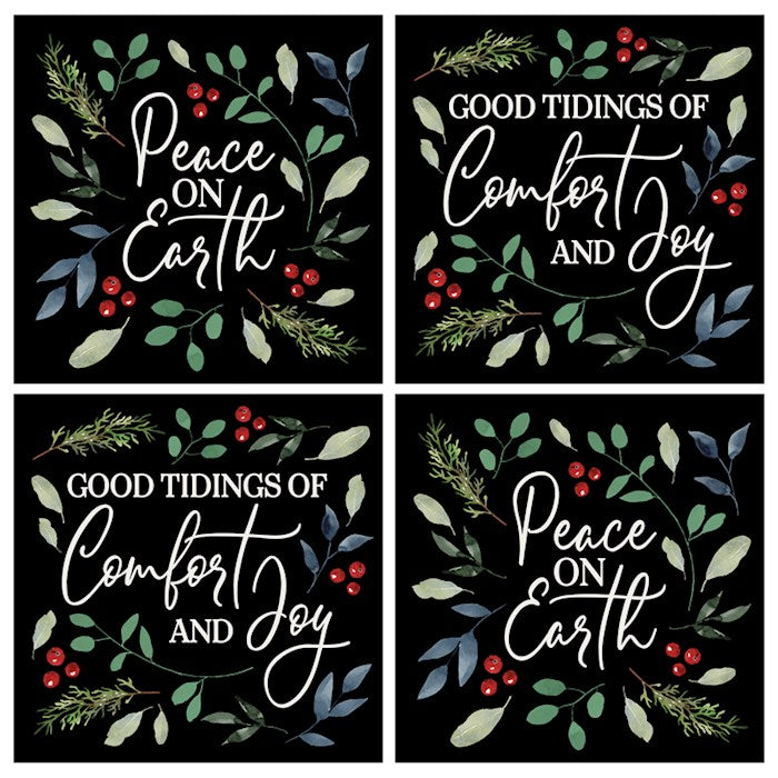 Square House Coasters-Christmas Foliage (Set of 4)