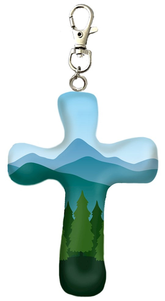 Cross-Keychain-Comforting Clay-Mountains (3" H)