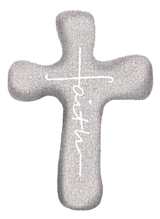 Cross-Handheld-Comforting Clay-Faith-Gray Crackle (5.5" H)