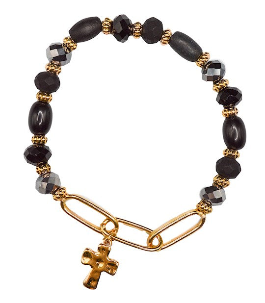 Bracelet-Eden Merry-Beaded-Cross-Black