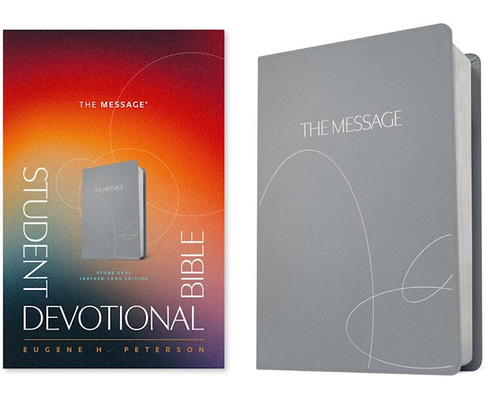 The Message Student Devotional Bible-Stone Gray Leather-Look
