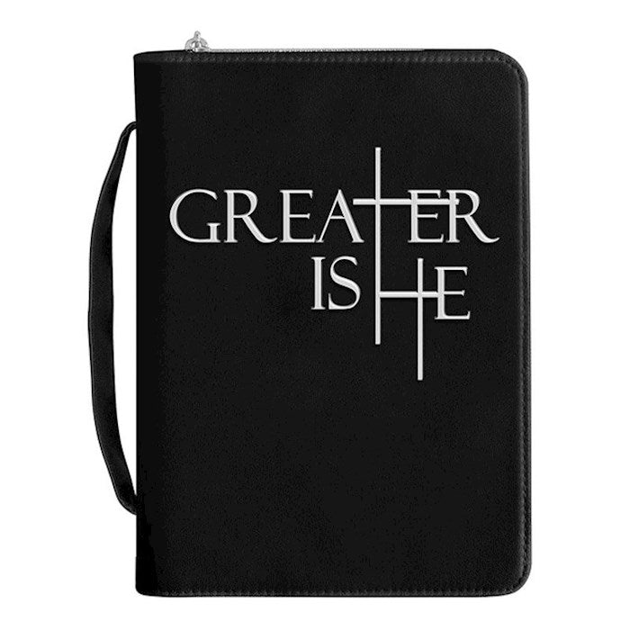 Bible Cover-Greater Is He (7" x 10" w/ 2" Gusset)