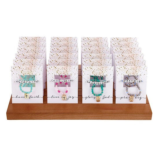 Bracelet-Word Beaded w/ Tag Filled Display (4 Asst.) (24 Pcs)