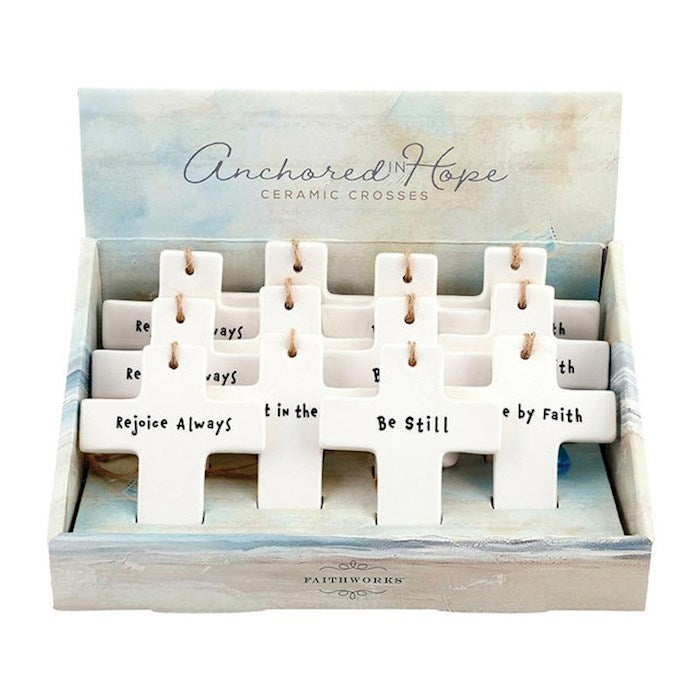 Home Decor-Anchored In Hope Crosses Filled Display (4 Asst.) (Set of 12 Pcs) (PKGT)