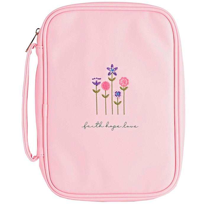 Bible Cover-Faith Hope Love-Pink Floral-XLG