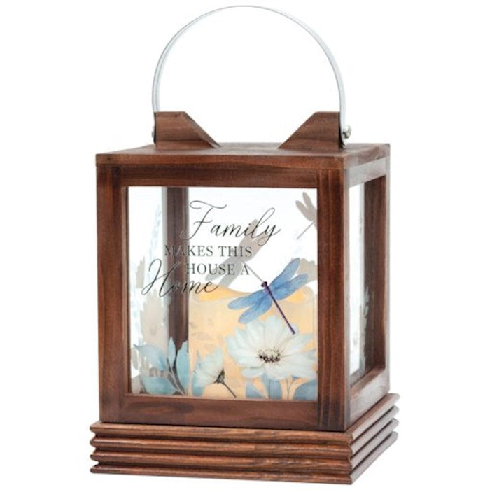 Lantern w/Flameless LED Candle & Timer-Family Makes This House A Home (6"w x 10"h x 6"d"