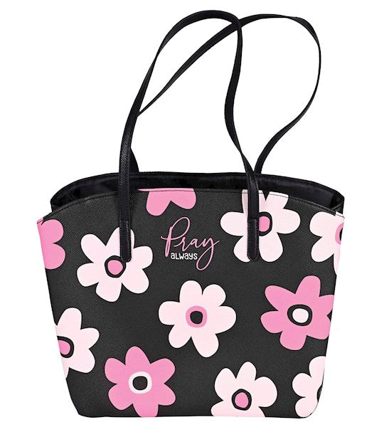Bible Cover-Pray Always-Wedge Shape-Black/Pink (Large)