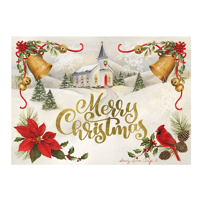 Card-Boxed-Church/Merry Christmas w/Foil-Lined Envelopes (Box Of 15)