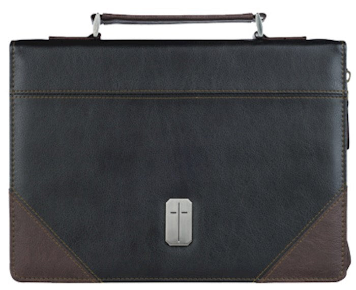 Bible Cover-Pursue Righteousness/Man Of God (1 Timothy 6:11)-Brown & Black Classic-Medium