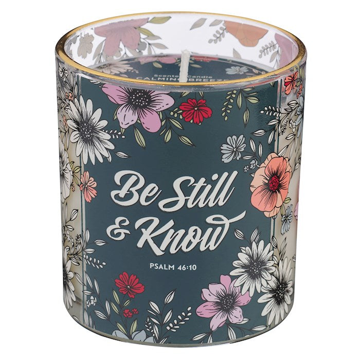 Candle-Be Still & Know/Calming Breeze Scent In Glass Jar (Psalm 46:10)