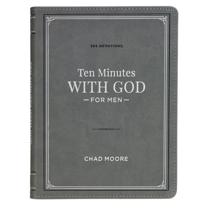 Ten Minutes With God For Men-Gray Faux Leather