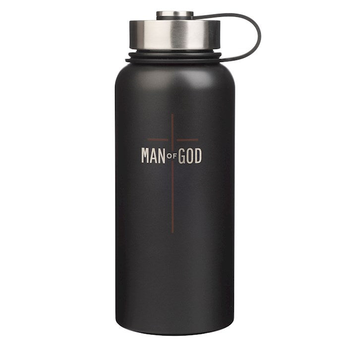 Water Bottle-Man Of God-Black Stainless Steel-(32 oz)