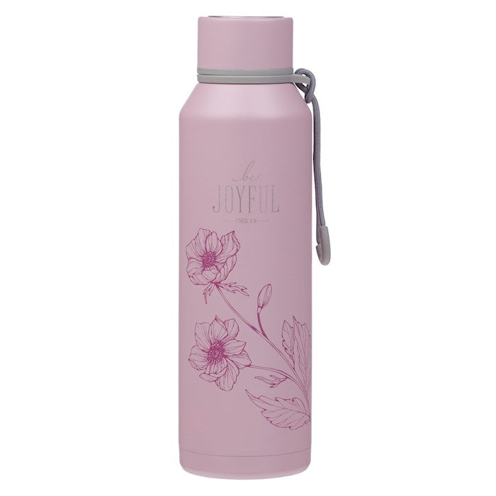 Water Bottle-Be Joyful (1 Thess. 5:16)-Dusty Mauve Stainless Steel (24 oz)