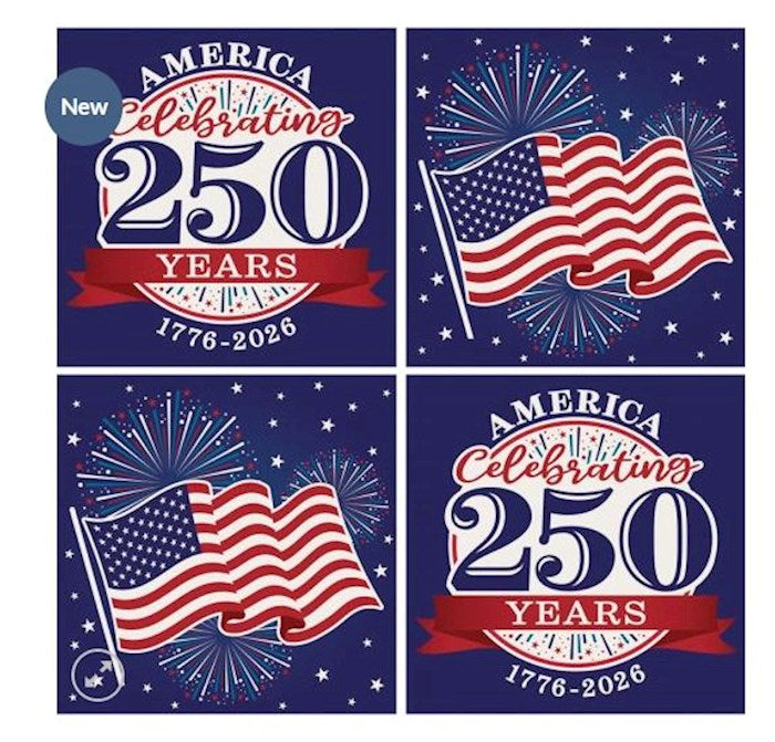 Square House Coasters-America 250 Years (Set Of 4) (4")