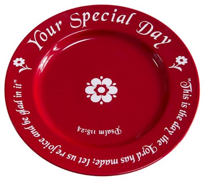 Plate-Your Special Day Celebration-Red (10" Dia.) (