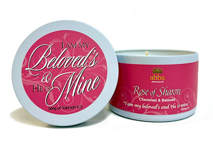 Candle-Rose Of Sharon W/Scripture White Tin-8 Oz