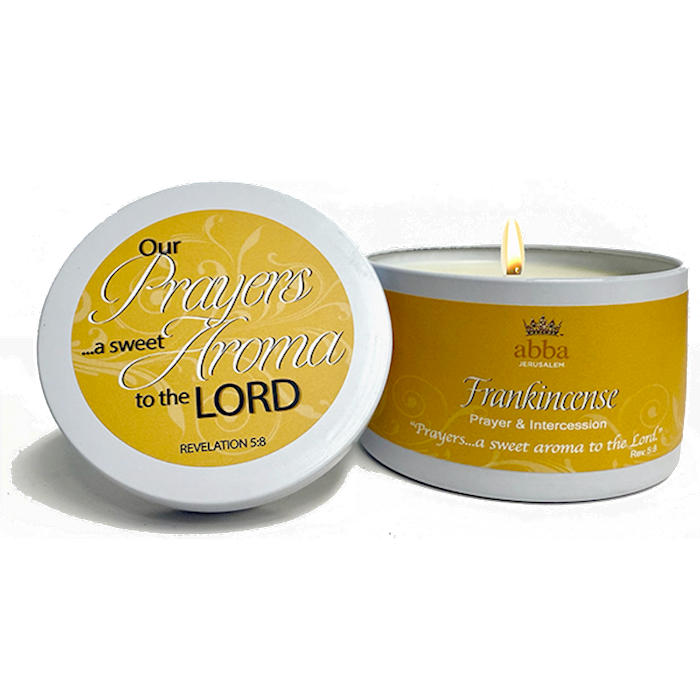 Candle-Frankincense W/Scripture White Tin-8 Oz