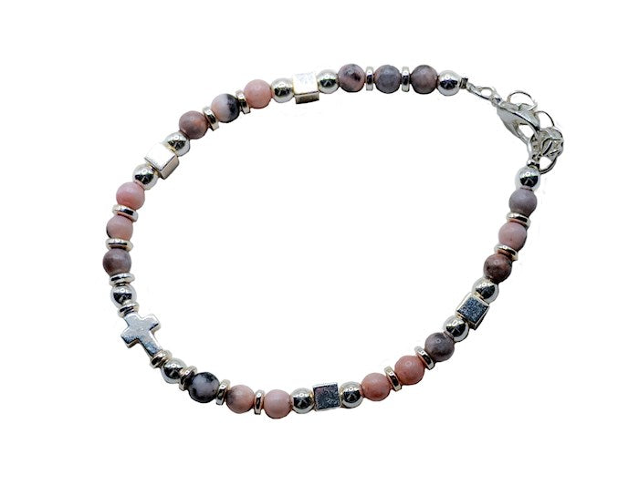 Bracelet-Eden Merry-Cross-Beaded-Pink