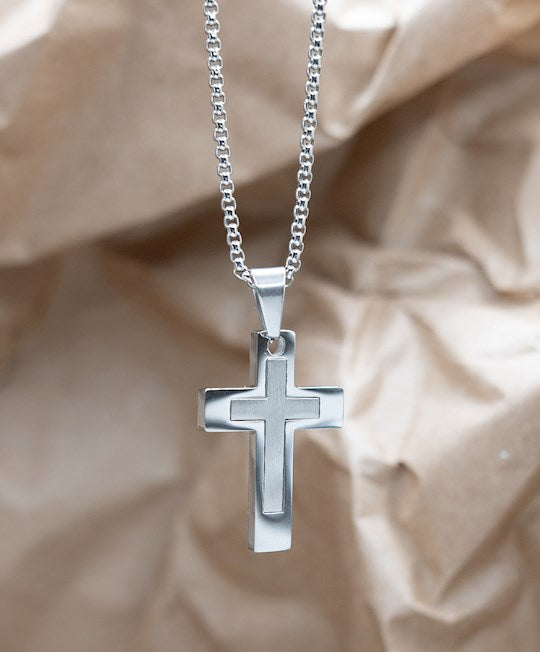 Necklace-Eden Merry-Cross In Cross-Silver/Clear