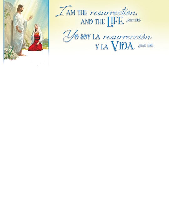 Letterhead-Easter-Bilingual-I Am The Resurrection John 11:25 KJV (Pack of 100)
