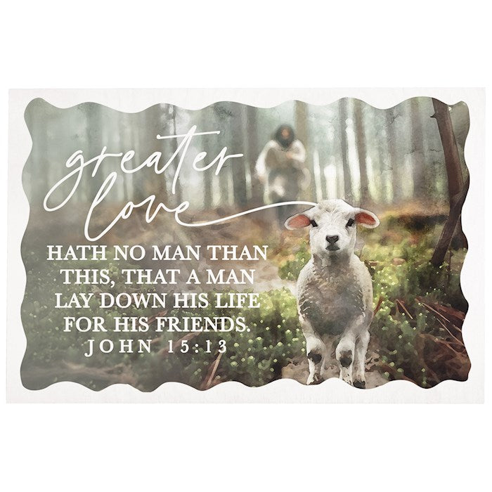 Wooden Postcard-Jesus Rescuing Lamb (4" X 6")
